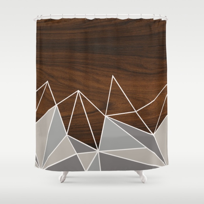 facet in grey shower curtain