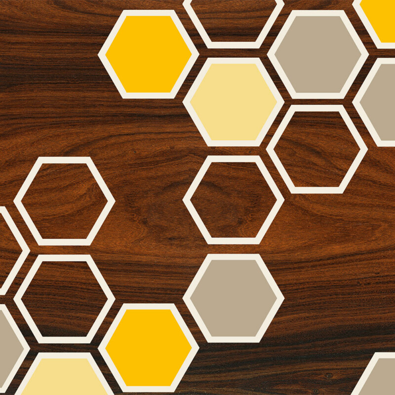 yellow honeycomb pattern geometric art print