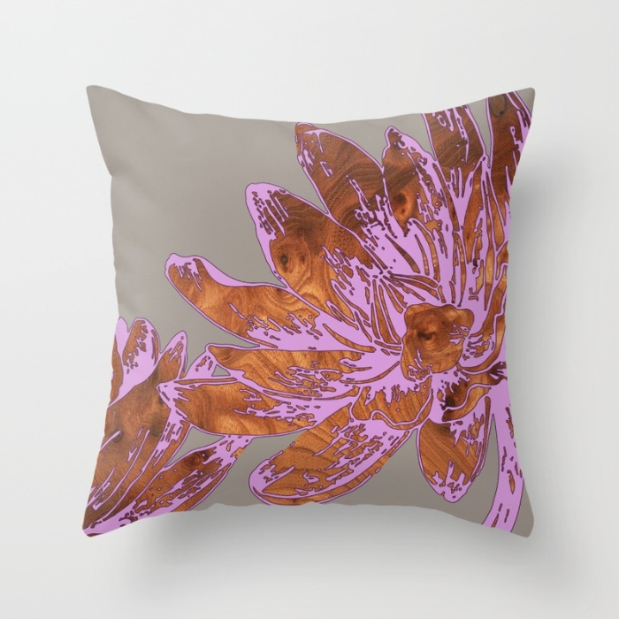 peony purple throw pillow