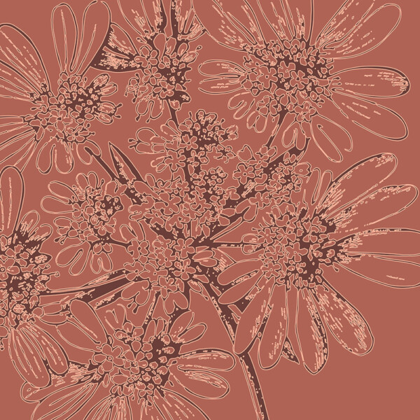 burgundy aster flowers botanical wall art Print