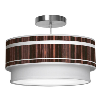 band printed shade double tier pendant lamp