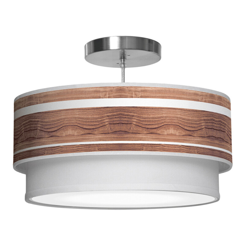 band printed shade double tier pendant walnut