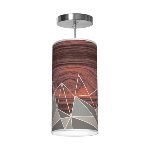 facet pattern printed drum shade column pendant