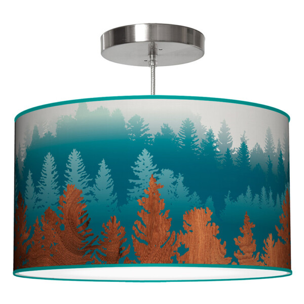 treescape printed shade drum pendant lamp blue