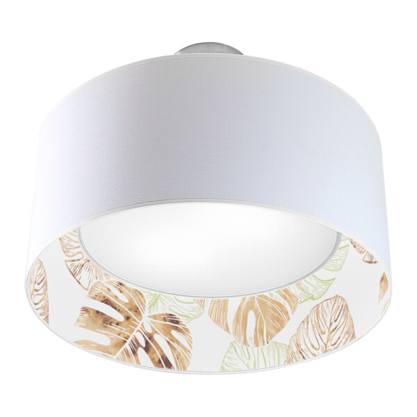 monstera printed shade nest drum pendant green