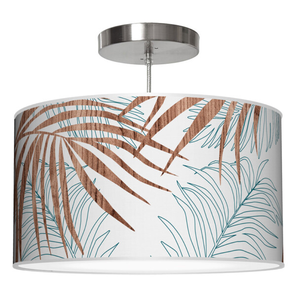 palm printed shade drum pendant lamp blue
