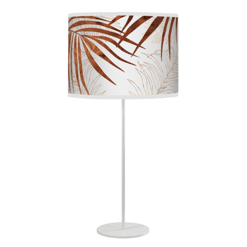 palm printed shade white tyler table lamp wood