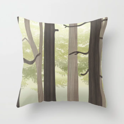 forest in wood throw pillow