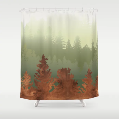 treescape pattern modern shower curtain