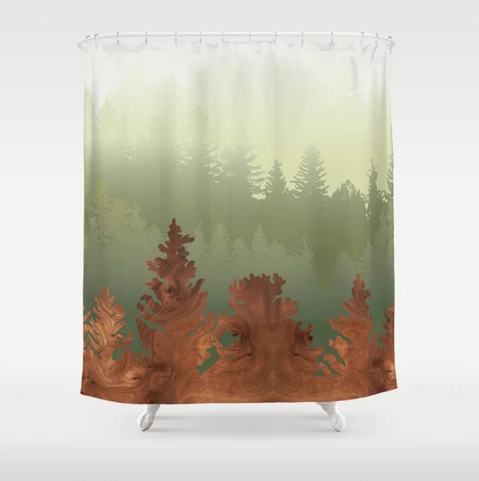 treescape pattern modern shower curtain
