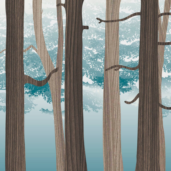 Northwest Forest blue wall Art Print