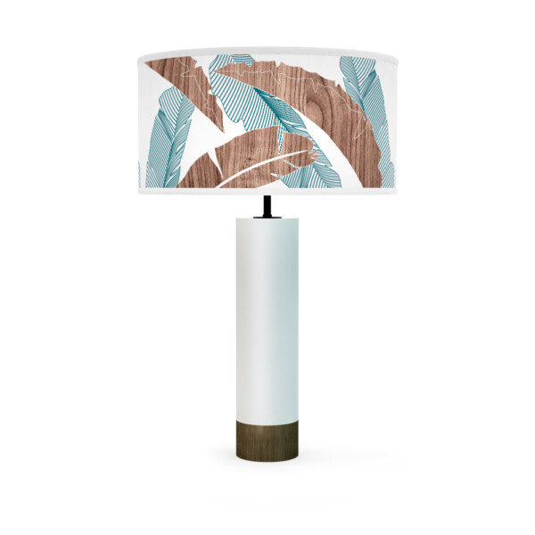 banana printed shade thad table lamp blue white