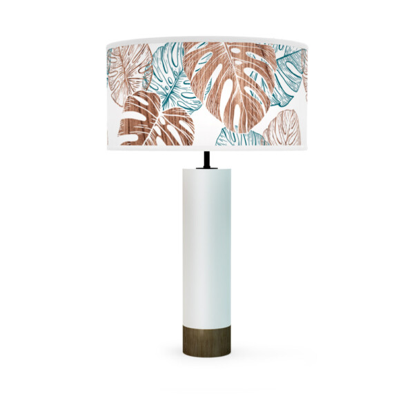 monstera printed shade thad table lamp blue white