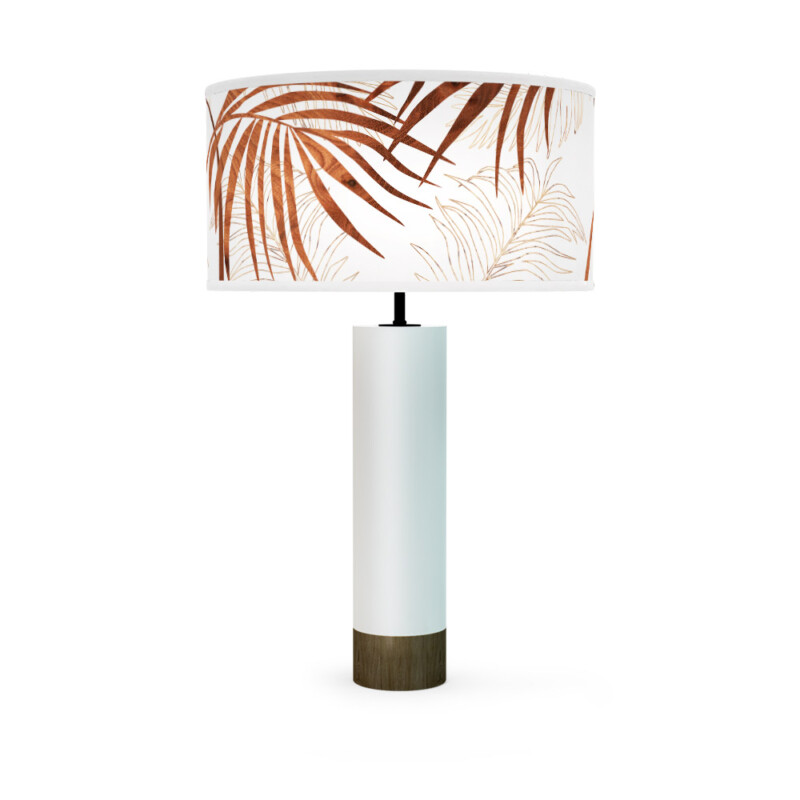 palm printed shade thad table lamp wood white