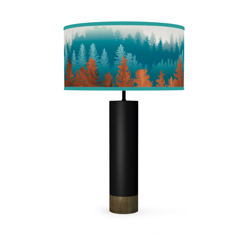 treescape printed shade thad table lamp blue black