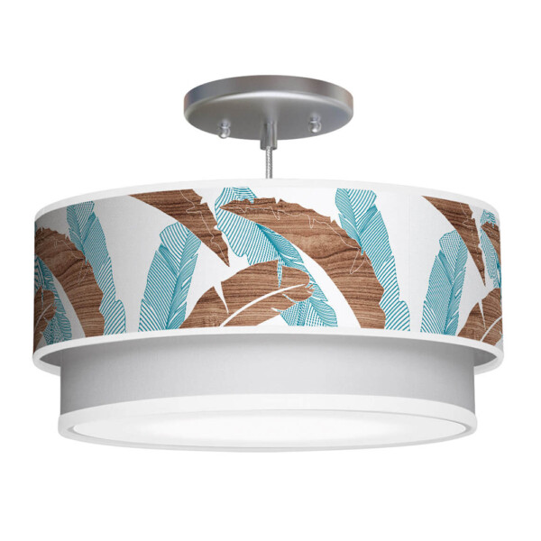banana printed shade double tier pendant lamp