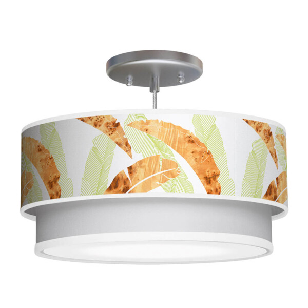 banana printed shade double tier pendant lamp