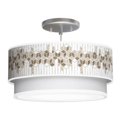 cube printed shade double tier pendant lamp