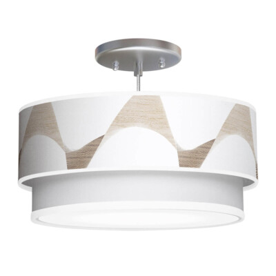 wave printed shade double tier pendant lamp