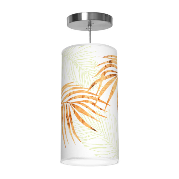 palm printed shade column pendant lamp