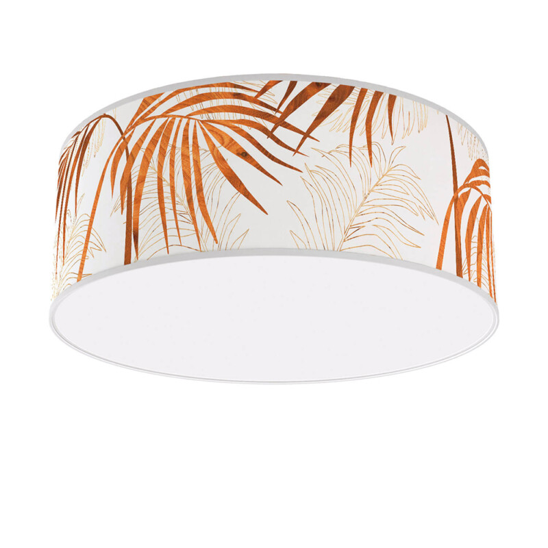 palm printed shade flushmount ceiling lamp