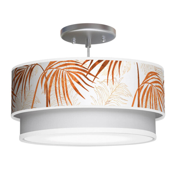 palm printed shade double tier pendant lamp