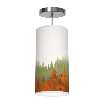 treescape printed shade column pendant lamp