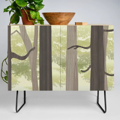 forest in wood credenza