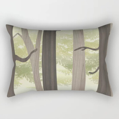 forest in wood rectangular pillow