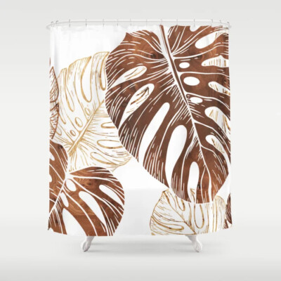 monstera pattern modern shower curtain