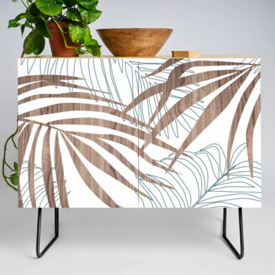palm in wood credenza