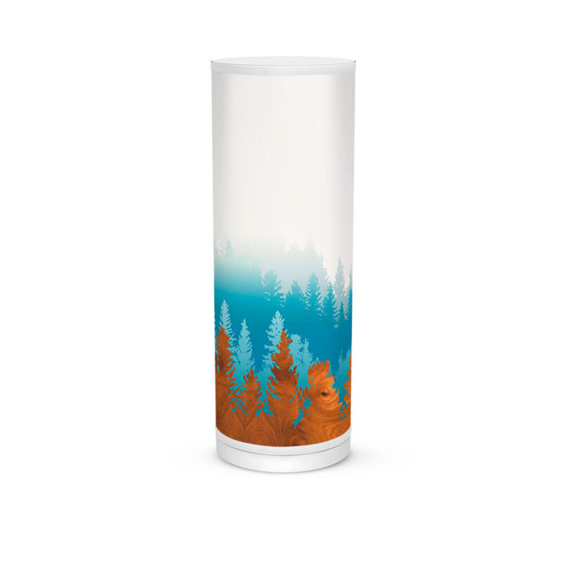 treescape blue printed shade tube table lamp