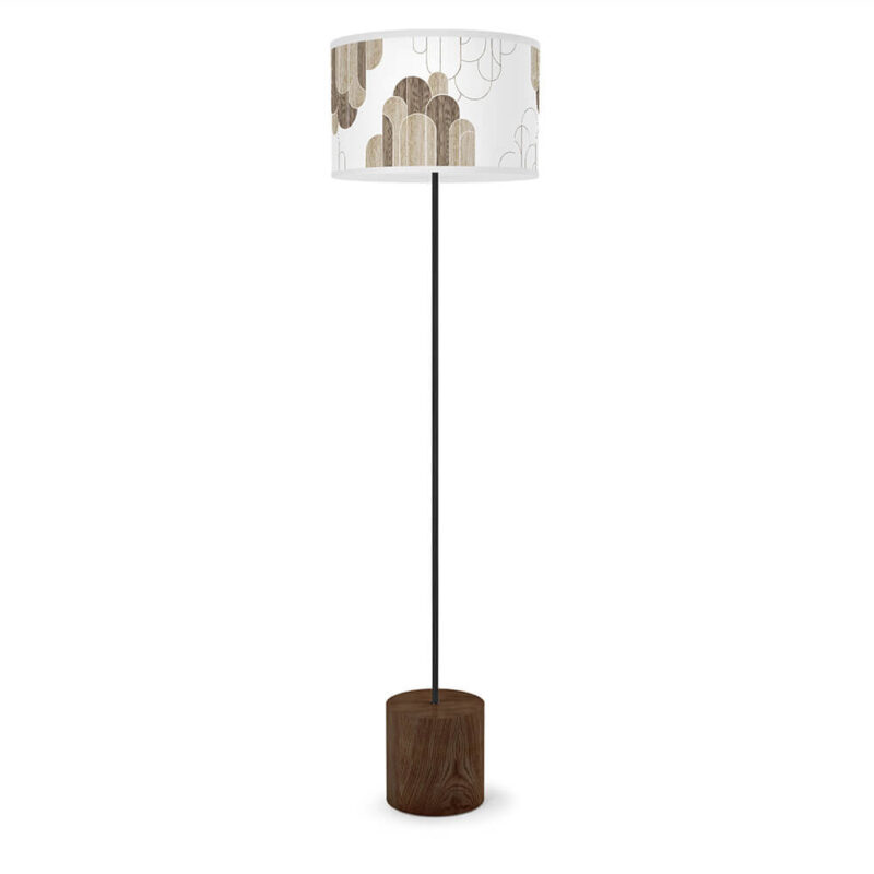 arch printed shade drum floor lamp