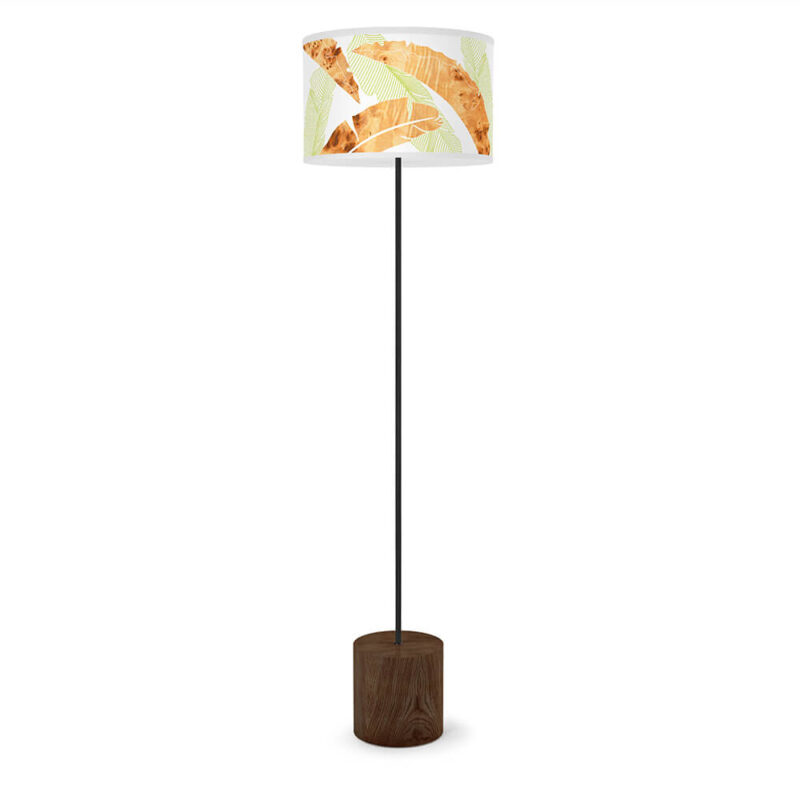 banana printed shade drum floor lamp green