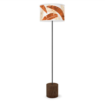 banana printed shade drum floor lamp wood