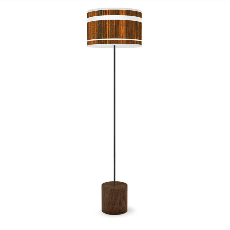 band printed shade drum floor lamp ebony