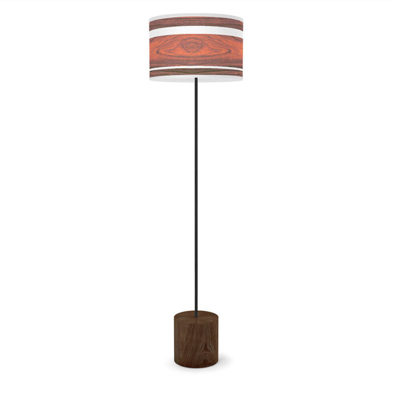 band printed shade drum floor lamp rosewood