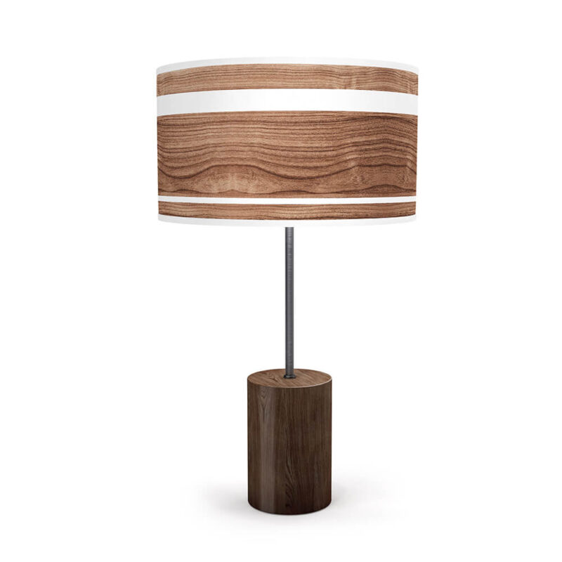 band printed shade drum table lamp walnut