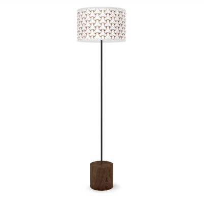 basket weave printed shade drum floor lamp