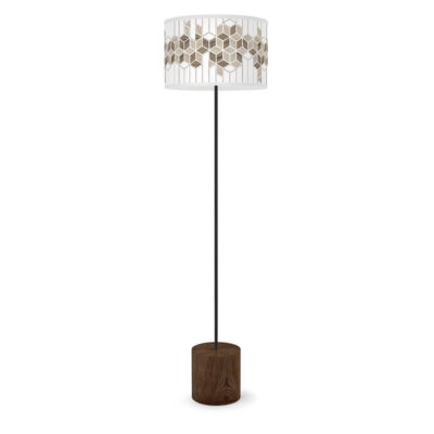 cube printed shade drum floor lamp