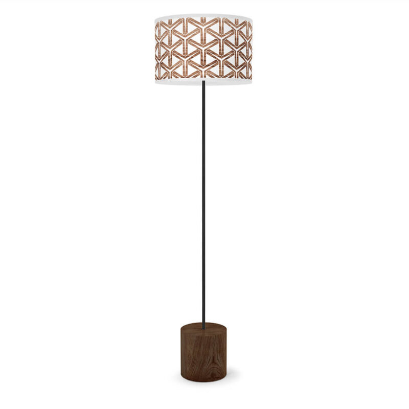 cubist printed shade drum floor lamp