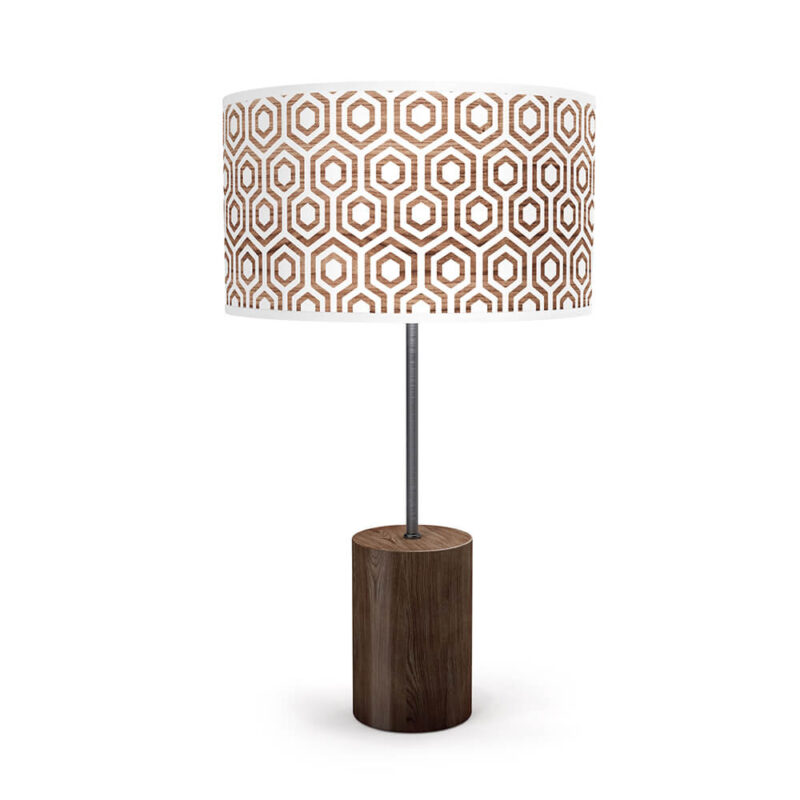 hexagon Printed Shade Drum Table Lamp