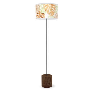 monstera printed shade drum floor lamp green