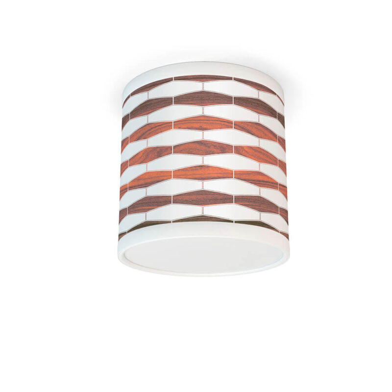 weave printed shade tube flushmount lamp rosewood