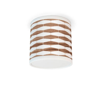 weave printed shade tube flushmount lamp walnut