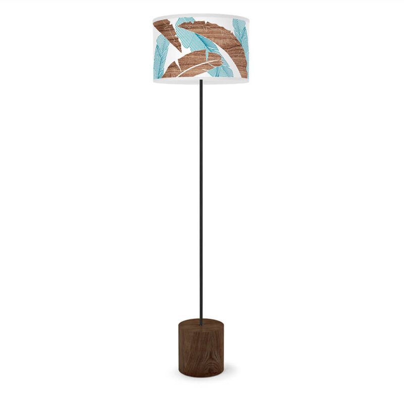 banana printed shade drum floor lamp blue