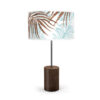 palm printed shade drum table lamp blue