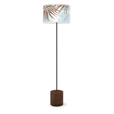 palm printed shade drum floor lamp blue