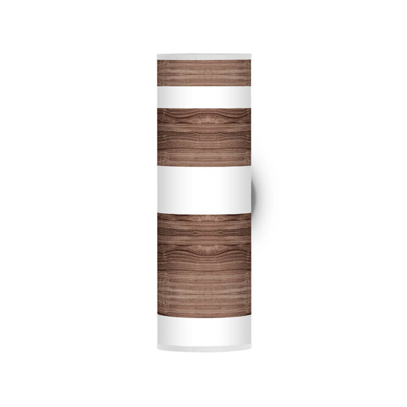 band pattern printed shade column wall sconce walnut