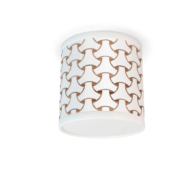 basket weave printed shade tube flushmount lamp